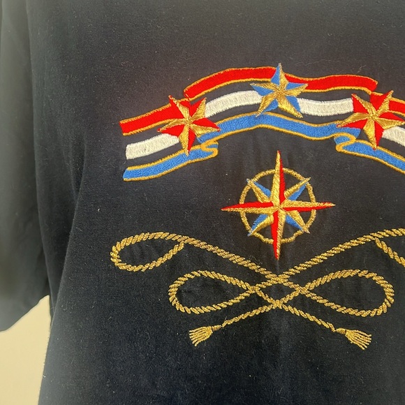 Vintage Mark and Spencer Classic Navy Blue Nautical T-Shirt made in UK - Picture 3 of 7